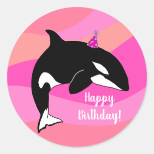 Customizable Orca Killer Whale  Birthday Classic Round Sticker