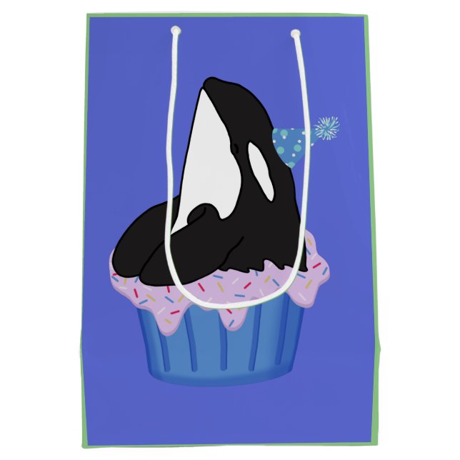 Customizable Orca Killer Whale Birthday Medium Gift Bag (Back)
