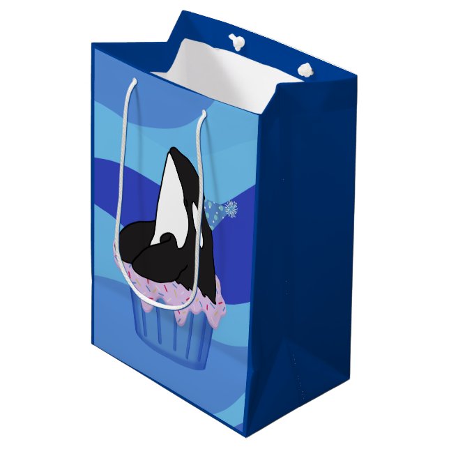 Customizable Orca Killer Whale Birthday Medium Gift Bag (Front Angled)