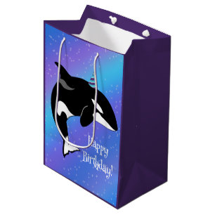 Customizable Orca Killer Whale Birthday Medium Gift Bag