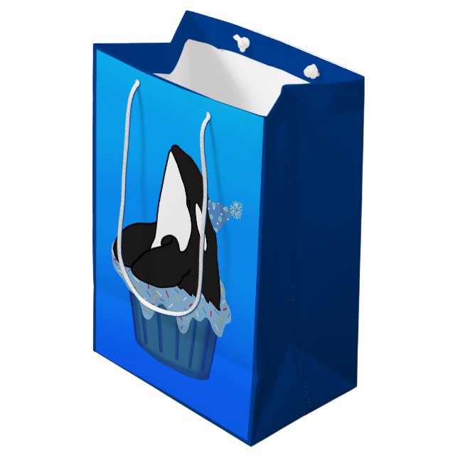 Customizable Orca Killer Whale Birthday Medium Gift Bag (Front Angled)