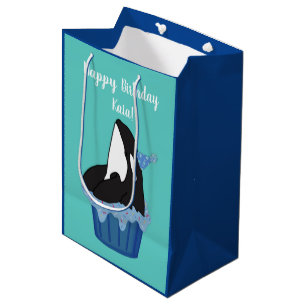 Customizable Orca Killer Whale Birthday Medium Gift Bag