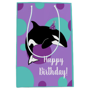 Customizable Orca Killer Whale Birthday Medium Gift Bag