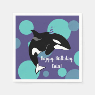 Customizable Orca Killer Whale Birthday Napkin
