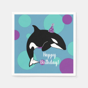 Customizable Orca Killer Whale  Birthday Napkin