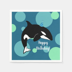 Customizable Orca Killer Whale  Birthday Napkin