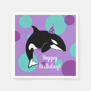 Customizable Orca Killer Whale  Birthday Napkin