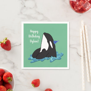 Customizable Orca Killer Whale Birthday  Napkin