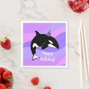 Customizable Orca Killer Whale Birthday Napkin