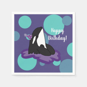 Customizable Orca Killer Whale  Birthday Napkin