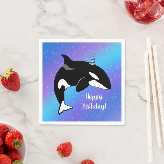 Customizable Orca Killer Whale Birthday  Napkin (Insitu)