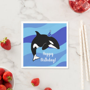 Customizable Orca Killer Whale  Birthday Napkin