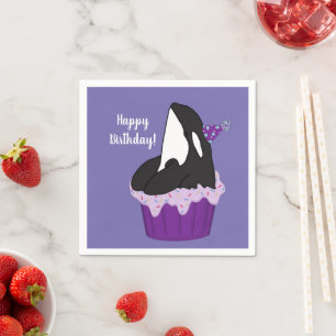 Customizable Orca Killer Whale  Birthday Napkins
