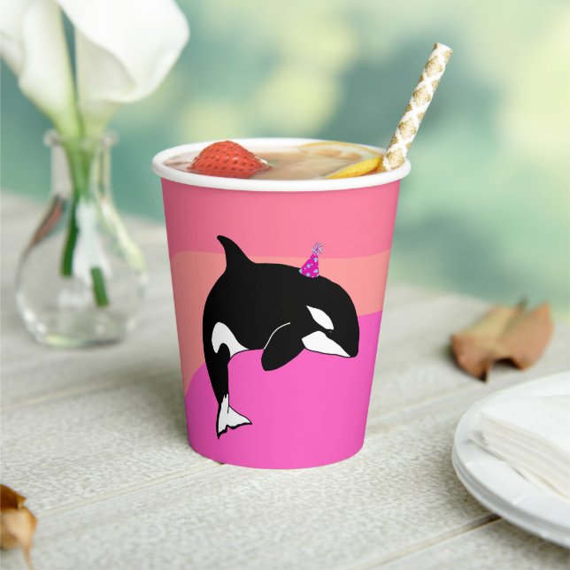 Customizable Orca Killer Whale Birthday Paper Cups (Insitu)
