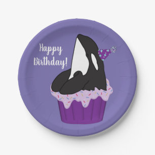 Customizable Orca Killer Whale Birthday Paper Plate