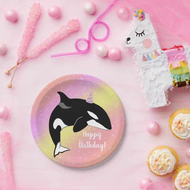 Customizable Orca Killer Whale Birthday  Paper Plate (Party)