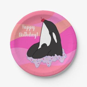 Customizable Orca Killer Whale Birthday Paper Plate