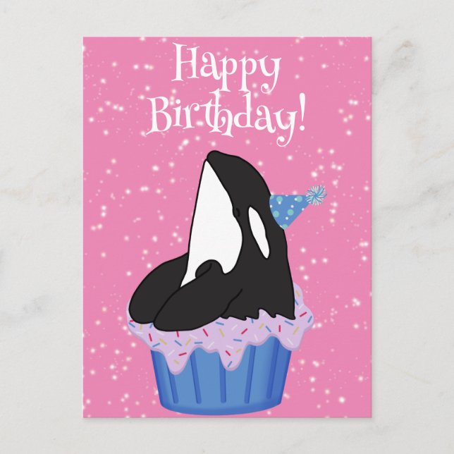 Customizable Orca Killer Whale  Birthday Postcard (Front)