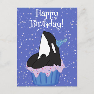 Customizable Orca Killer Whale Birthday Postcard