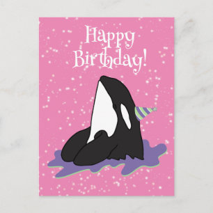 Customizable Orca Killer Whale Birthday Postcard