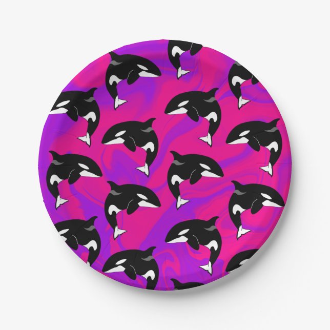 Customizable Orca Killer Whale  Paper Plate (Front)