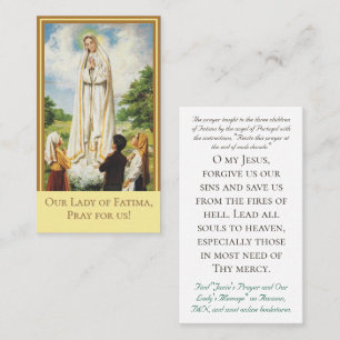 Customizable Our Lady of Fatima Prayer Card