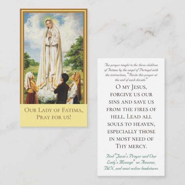 Customizable Our Lady of Fatima Prayer Card (Front/Back)