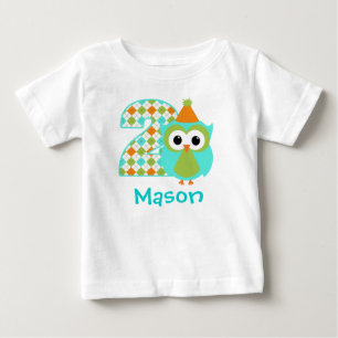 Customizable Owl Boy Second birthday shirt 2 years