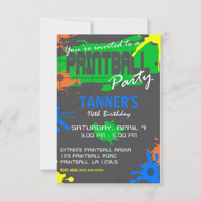 customizable PAINTBALL PARTY INVITATION (Front)