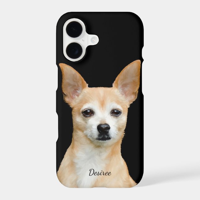 Customizable painted chihuahua on black background (Back)
