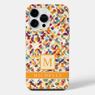 Customizable Pale Yellow Red Orange Geometric  iPhone 14 Pro Max Case