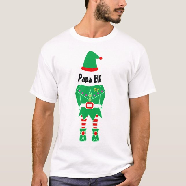 Customizable Papa Elf – Family Christmas Elf T-Shirt (Front)