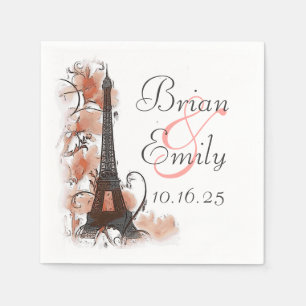Customizable Paris Eiffel Tower paper napkins