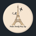 Customizable Paris Trip Chic Eiffel Tower Magnet<br><div class="desc">Customize this chic minimalist Paris vacation magnet for your family reunion or girls trip. An artistic drawing of the Eiffel tower with a plane flying behind it to symbolize your airplane travel. Cute custom cursive script on this keepsake gift.</div>