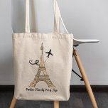 Customizable Paris Trip Chic Eiffel Tower Tote Bag<br><div class="desc">Customize this chic minimalist Paris vacation tote bag for your family reunion or girls trip. An artistic drawing of the Eiffel tower with a plane flying behind it to symbolize your airplane travel. Cute custom cursive script on this keepsake gift.</div>