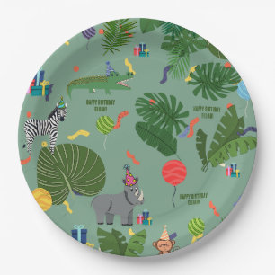 Customizable Party Animals Zoo Jungle  Paper Plate