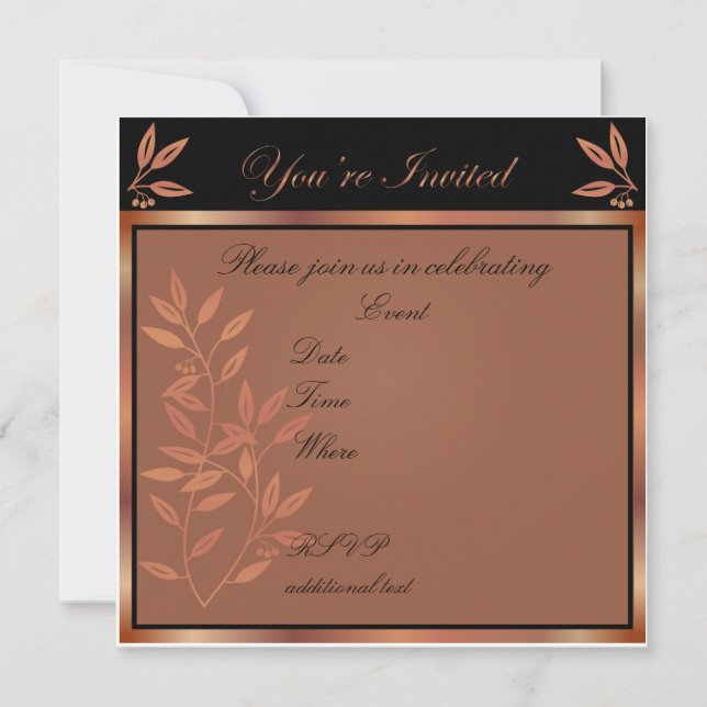 Customizable Party Invitation in Bronze Tones (Front)