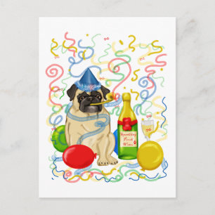Customizable Party Pug Celebration Tees and Gifts Postcard