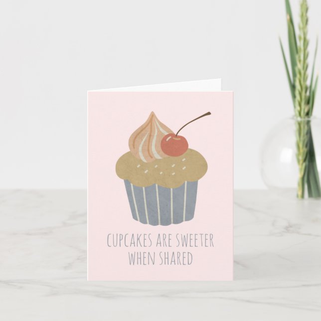 Customizable Pastel Cherry Cupcake Card (Front)