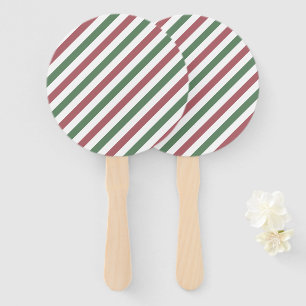 Customizable Pastel Christmas Stripes Hand Fan