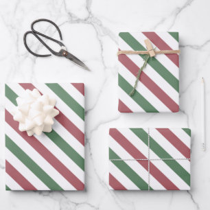 Customizable Pastel Christmas Stripes Wrapping Paper Sheet
