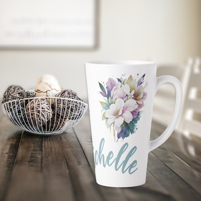 Customizable Pastel Floral Latte Mug (Creator Uploaded)