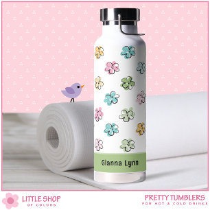 Customizable Pastel Floral Water Bottle