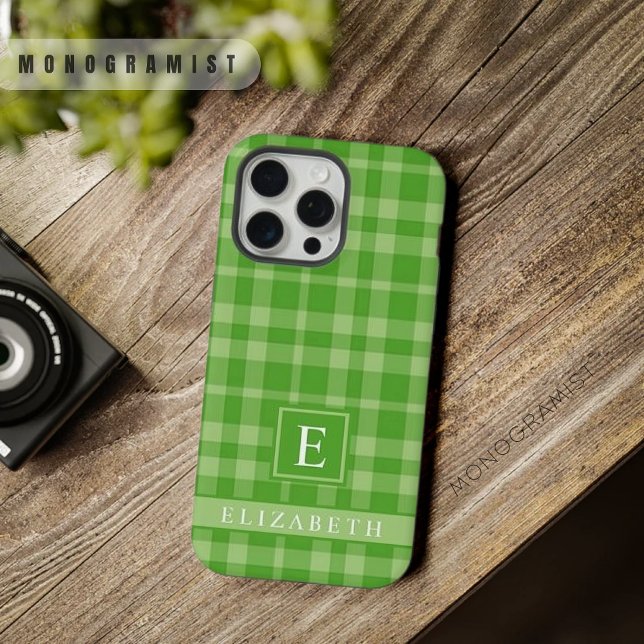 Customizable Pastel Peach Pink Chequered Pattern iPhone Case (Customizable Pastel Peach Pink Checkered Pattern iPhone Case)
