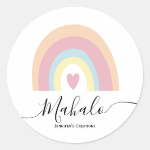 Customizable pastel rainbow mahalo sticker