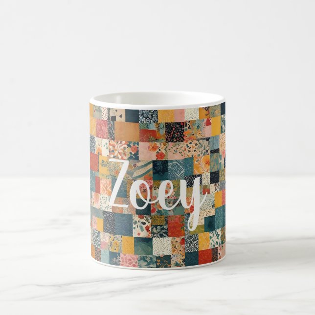 Customizable Patchwork Pattern Coffee Mug (Center)