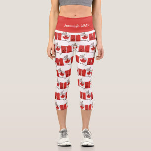 Customizable   Patriotic   CANADA FLAG Capri Leggings