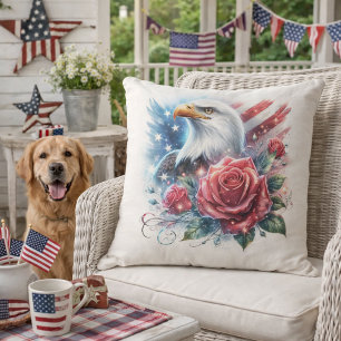 Customizable Patriotic Eagle Design Outdoor Pillow