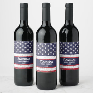 Customizable Patriotic Family Reunion Can Cooler Wine Label