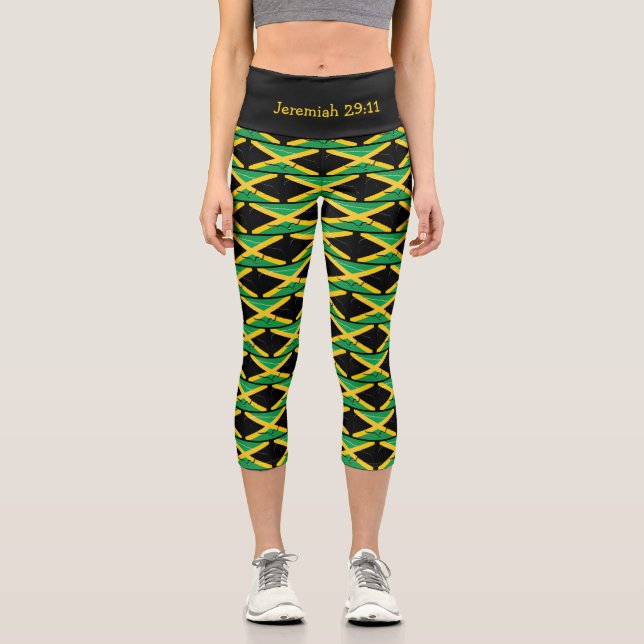Customizable | Patriotic | JAMAICA FLAG Capri Leggings (Front)